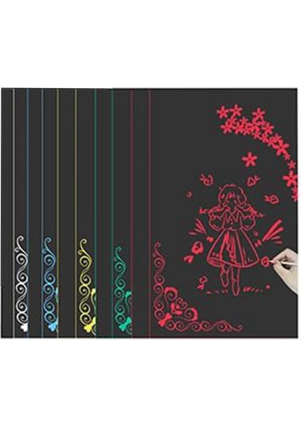 A4 Gökkuşağı Çizik Kağıdı, Çizik Sanatı Için 50 Yaprak (Yurt Dışından)