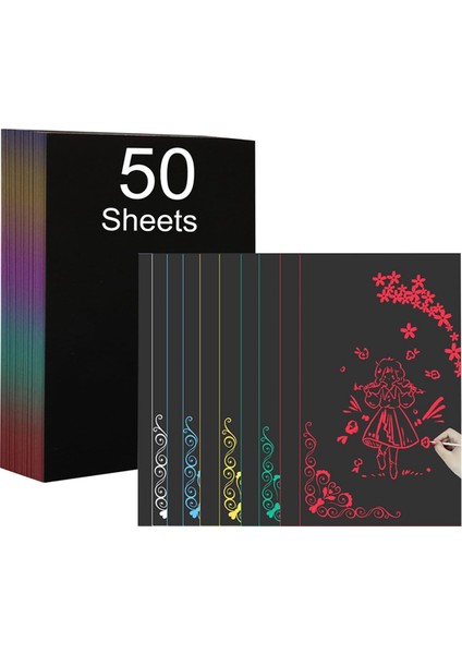 A4 Gökkuşağı Çizik Kağıdı, Çizik Sanatı Için 50 Yaprak (Yurt Dışından) indirimleri