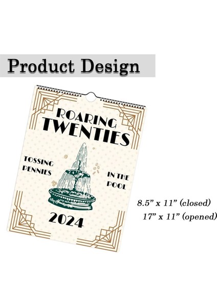 2024 Kükreyen Yirmiler Duvar Takvimi, 12 Aylık Takvim Planlayıcısı, 2 Adet (Yurt Dışından) fiyatları