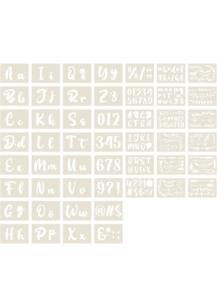 50 Adet Kaligrafi Şablonu Alfabesi - Tekrar Kullanılabilir (Yurt Dışından)