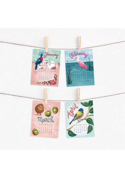 2025 Sıra Dışı Kuşların Takvimi Kuş Gözlemcisi Aylık Duvar Takvimi (Yurt Dışından) modelleri