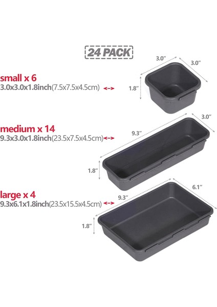 24 Parça Masa Çekmece Düzenleyici Alet Kutusu Ofis Organizasyonu, Ofis Için (Yurt Dışından) fiyatları