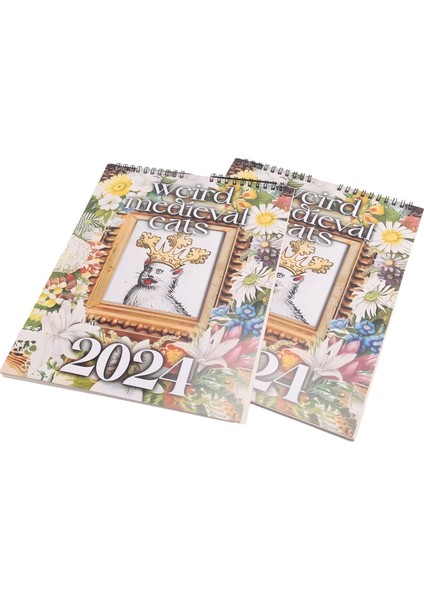 Tuhaf Ortaçağ Kedileri Takvimi 2024 Takvimi 12 Aylık Duvar Takvimi (Yurt Dışından)