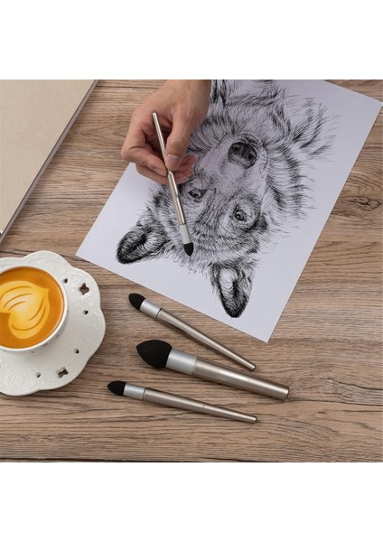 6 Parçalı Sanatçı Karıştırma Sünger Kalem Çizim Düzeltme Taslak Aracı, 3 Boyut (Yurt Dışından) modelleri