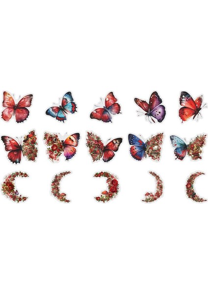 Defter Dekorasyon Malzemesi Kırmızı Ay Kelebek Çıkartması Çıkartmaları (Yurt Dışından) fırsatları