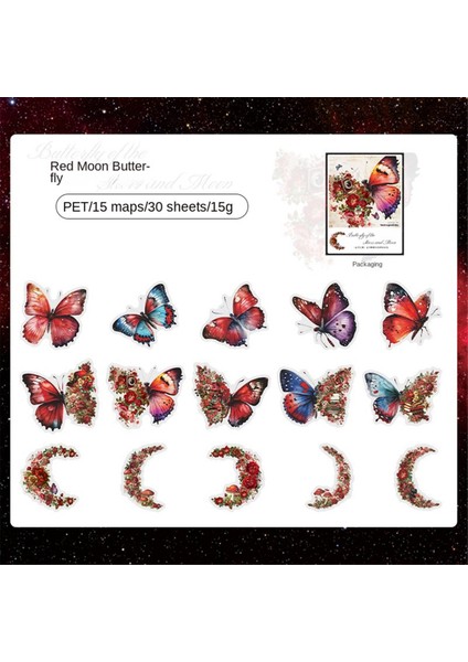 Defter Dekorasyon Malzemesi Kırmızı Ay Kelebek Çıkartması Çıkartmaları (Yurt Dışından) indirimleri