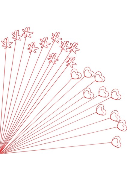 20 Adet Altın Çiçekli Kartlık Çubukları, Kalp, Akçaağaç Yaprağı (Yurt Dışından)