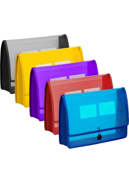 5'li Paket A4 Plastik Dosya Cüzdan Zarf Genişleyen Dosya Klasörü (Yurt Dışından)