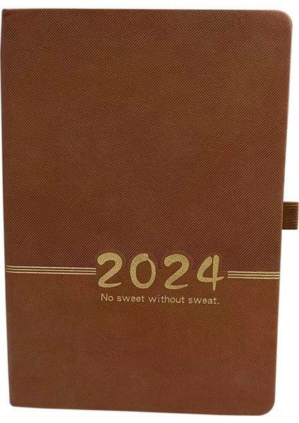 2024 Planlayıcı 365 Gün Kapak Günlük Haftalık Program Defteri Kahverengi (Yurt Dışından)