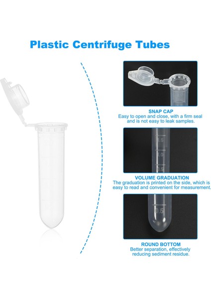 2ml 1000 Adet Yuvarlak Tabanlı Santrifüj Tüpü, Kapaklı, Şeffaf (Yurt Dışından) fırsatları