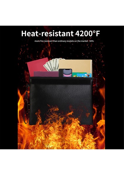 Yangına Dayanıklı Belge Çantası, Fermuarlı Yangına Dayanıklı Güvenli Kese (Yurt Dışından)