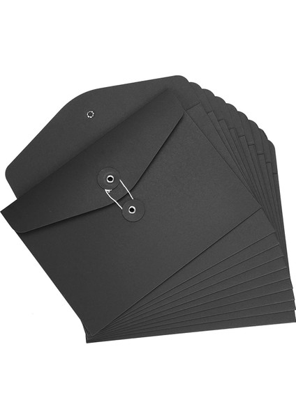 10 Adet Kraft Ipli Zarf Dosya Klasörleri Belge Düzenleyici Siyah (Yurt Dışından) modelleri