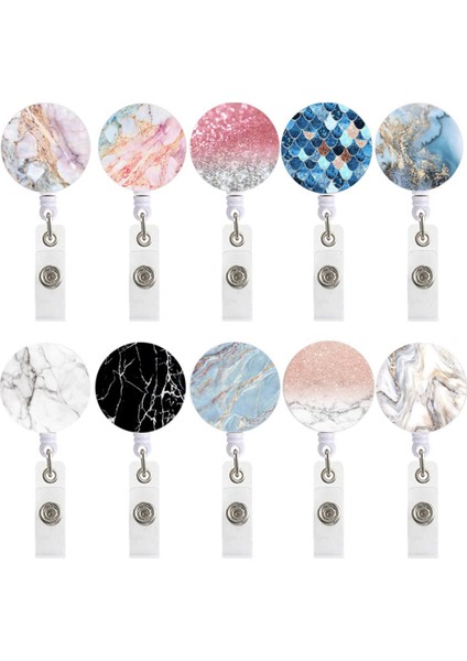 Ofis Çalışanı Için 10 Adet Geri Çekilebilir Rozet Tutucu Kimlik Adı Rozeti Makarası (Yurt Dışından)