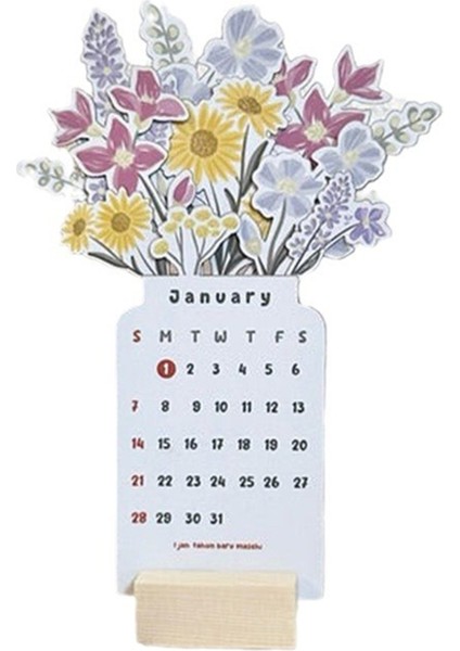 2024 Çiçek Masa Takvimi, Çiçek Küçük Masa Takvimi, Vazo Şeklinde (Yurt Dışından)