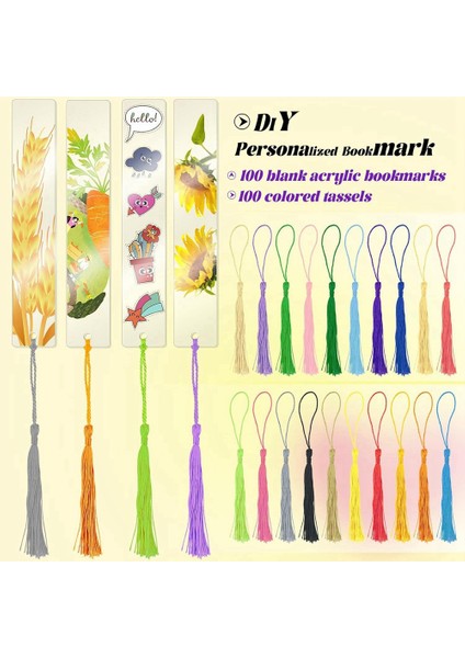 100 Adet Akrilik Boş Ayraçlar 100 Adet Ayraç Püskülleri ile (Yurt Dışından) fiyatları