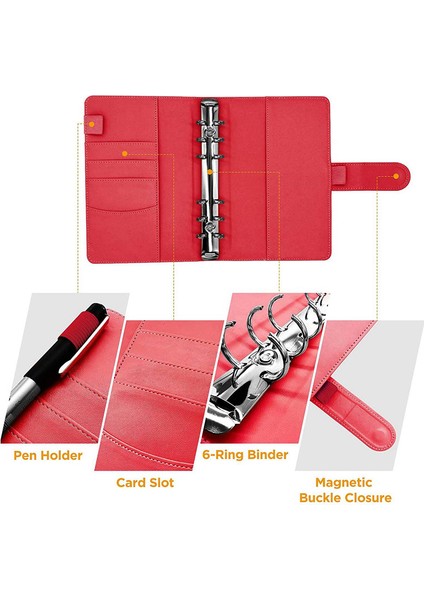 25 Adet A6 Pu Deri Bütçe Klasör Seti, Klasör Kapağı Planlayıcı Kırmızı (Yurt Dışından) fırsatları