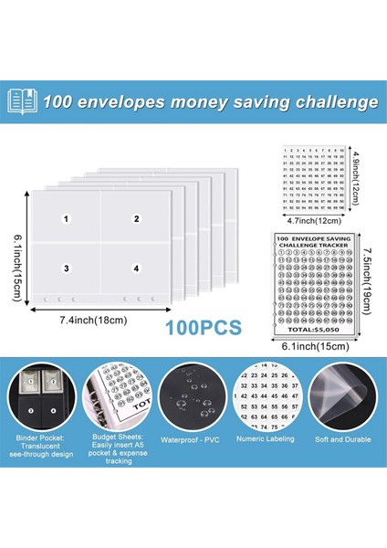 100 Zarf Para Tasarrufu Zorlukları Kitabı,depolama Bütçeleme Klasörü (Yurt Dışından) fırsatları