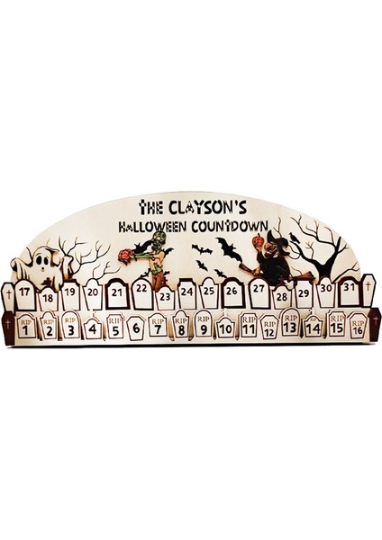 31 Günlük Cadılar Bayramı Hareketli Ahşap Blok Takvimi Geri Sayım Takvimi (Yurt Dışından)