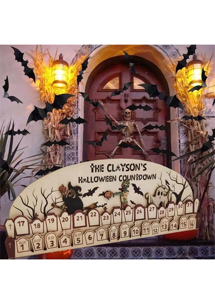 31 Günlük Cadılar Bayramı Hareketli Ahşap Blok Takvimi Geri Sayım Takvimi (Yurt Dışından) modelleri