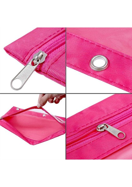 Adet 3 Halka Fermuarlı Kalemlik Renkli Kumaş Şeffaf Pencereli (Yurt Dışından) fiyatları