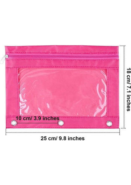 Adet 3 Halka Fermuarlı Kalemlik Renkli Kumaş Şeffaf Pencereli (Yurt Dışından) fırsatları