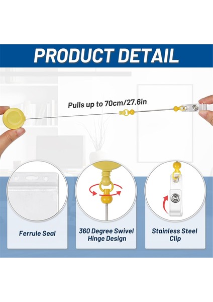 12 Set Boncuklu Geri Çekilebilir Rozet Makarası Klipsleri Kimlik Kartı Tutucu ile (Yurt Dışından) indirimleri