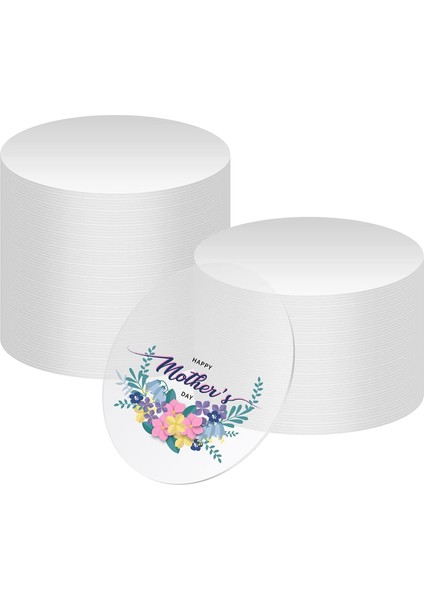 50 Adet Şeffaf Akrilik Levha, 4 Inç Yuvarlak Akrilik Disk (Yurt Dışından)