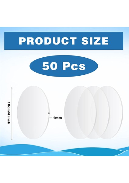 50 Adet Şeffaf Akrilik Levha, 4 Inç Yuvarlak Akrilik Disk (Yurt Dışından) fiyatları