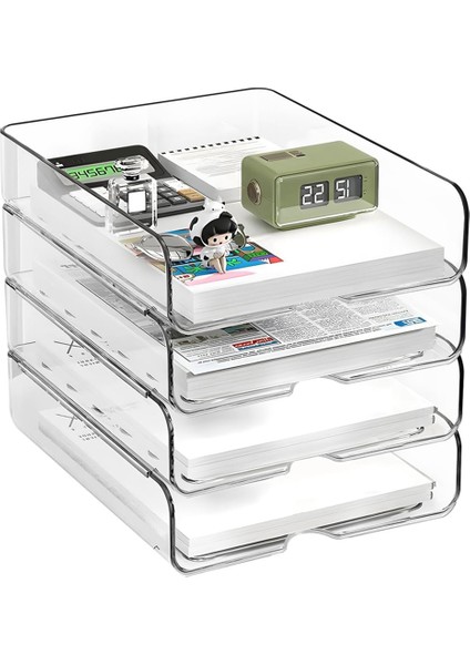 Masa Için 4 Katlı Kağıt Düzenleyici, Istiflenebilir Masa Düzenleyici Kağıt Tepsisi (Yurt Dışından) fiyatları