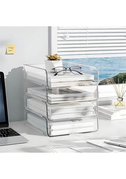 Masa Için 4 Katlı Kağıt Düzenleyici, Istiflenebilir Masa Düzenleyici Kağıt Tepsisi (Yurt Dışından) fırsatları