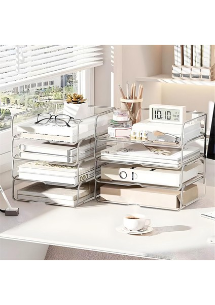 Masa Için 4 Katlı Kağıt Düzenleyici, Istiflenebilir Masa Düzenleyici Kağıt Tepsisi (Yurt Dışından) indirimleri