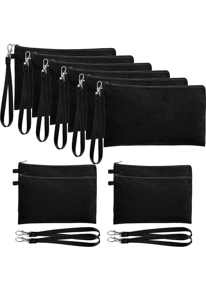 10 Adet Süblimasyon Boş Makyaj Çantaları Dıy El Sanatları Kalem Çantaları Siyah (Yurt Dışından) modelleri