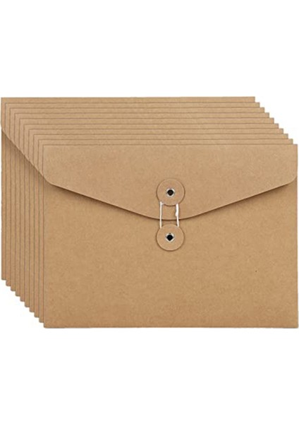 10 Adet Kraft Ipli Zarf Dosya Klasörleri Belge Düzenleyici Kahverengi (Yurt Dışından)