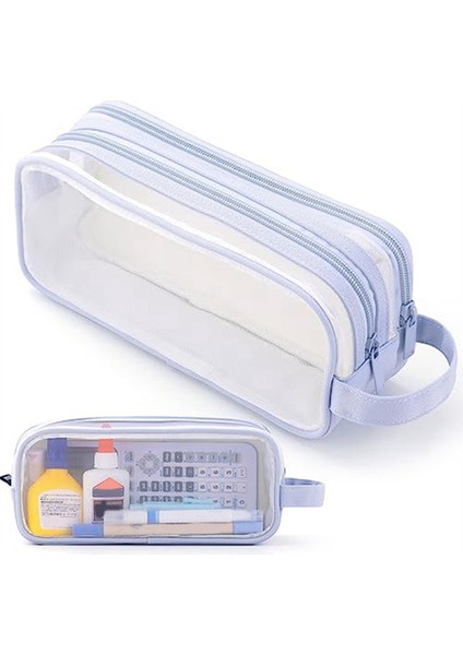 Izgara Örgü Kalem Kutusu 2 Bölmeli Kalem Çantası Şeffaf Kalem Kesesi, Pembe (Yurt Dışından) modelleri