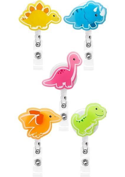 Dinozor Rozet Makaraları 5 Adet Karanlıkta Parlayan Hemşire Kimlik Rozeti Tutucu (Yurt Dışından)