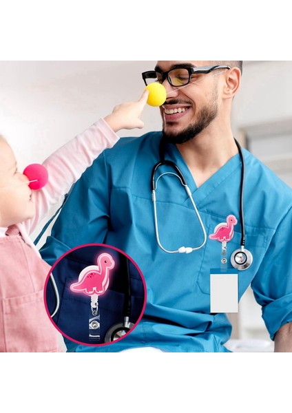 Dinozor Rozet Makaraları 5 Adet Karanlıkta Parlayan Hemşire Kimlik Rozeti Tutucu (Yurt Dışından) modelleri