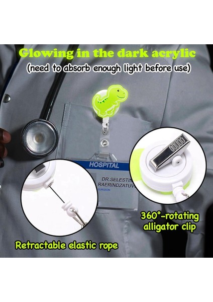 Dinozor Rozet Makaraları 5 Adet Karanlıkta Parlayan Hemşire Kimlik Rozeti Tutucu (Yurt Dışından) fırsatları