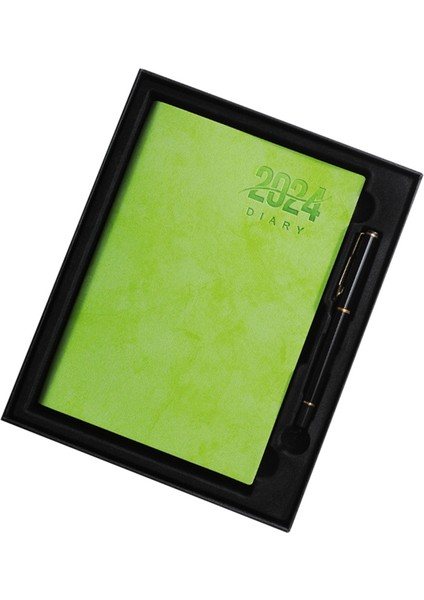 2024 A5 Haftalık Görüntüleme Günlüğü Yeşil Için Tam Yıllık Planlayıcı (Yurt Dışından)