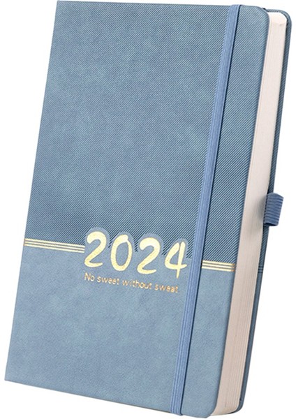 2024 Planlayıcı 365 Gün Kapak Günlük Haftalık Program Defteri Mavi (Yurt Dışından)