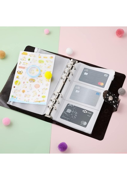 A6 Bütçe Dosyası Pvc 6 Halka Yeniden Doldurulabilir Dosya Kapağı (Siyah Yıldızlar) (Yurt Dışından) fiyatları