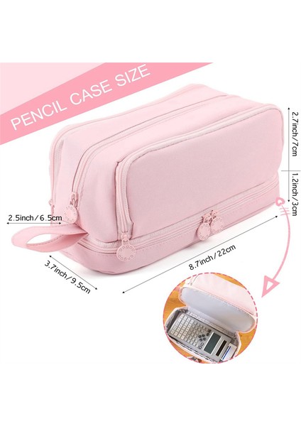 Büyük Kapasiteli Kalem Kutusu Kalem Kesesi Kalem Çantası, Pembe (Yurt Dışından) indirimleri