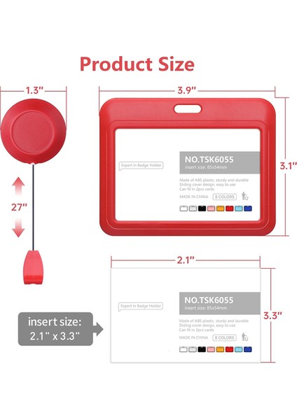 Geri Çekilebilir Rozet Tutucular, Plastik Kayar Kimlik Rozeti Tutucu Kırmızı (Yurt Dışından) fiyatları