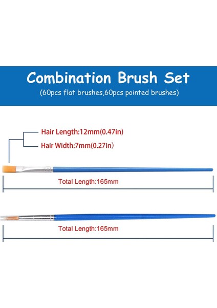 120 Parça Düz ve Yuvarlak Boya Fırçası Seti, Yağlı Suluboya Boya Için (Yurt Dışından) modelleri