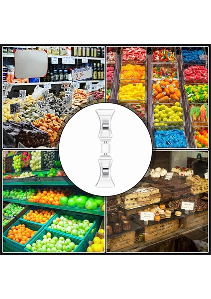 50 Adet Çift Taraflı Tabela Klipsleri Tabela Ekran Mini Klips Şeffaf Döndürülebilir (Yurt Dışından) modelleri