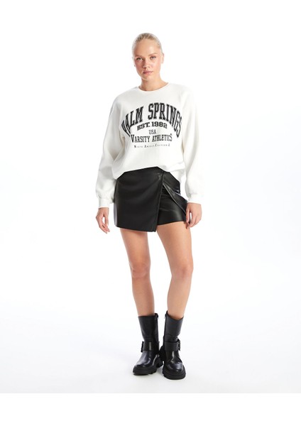 Yeni Sezon Beli Fermuarlı Deri Görünümlü Kadın Şort Etek