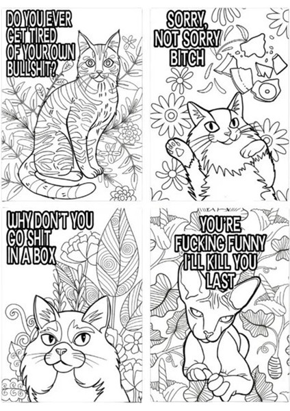 Küfür Eden Kediler Kedi Boyama Kitabı El Yapımı Boyama Boyama Kitabı (Yurt Dışından) modelleri