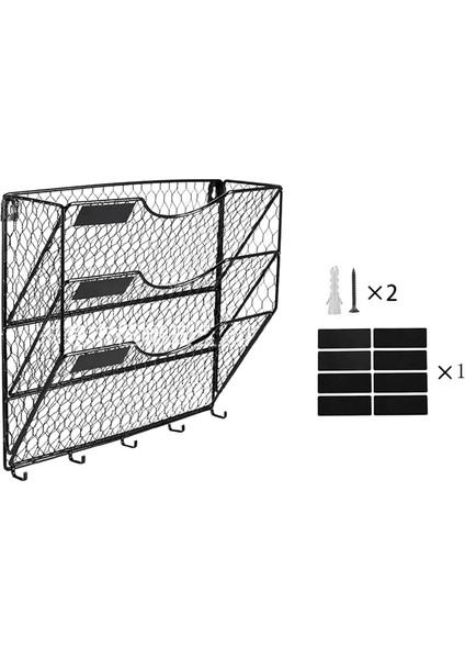 3 Katlı Metal Örgü Dosya Düzenleyici Tutucu Askılı Posta Rafı Kancalı (Yurt Dışından)