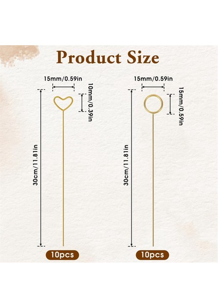 20 Adet Altın Çiçek Kartlık Çubukları, Kalp, Daire (Yurt Dışından) fiyatları