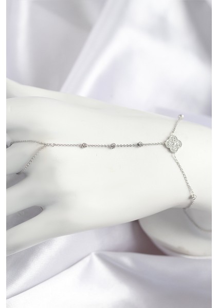 Pirinç Zirkon Taşlı Yonca Model Gümüş Renk Şahmeran - TJ-SN718 indirimleri