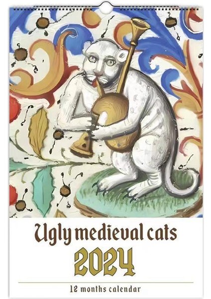 Garip Ortaçağ Kedileri Takvimi,komik Garip Ortaçağ Kedileri Takvimi 2024 A (Yurt Dışından)